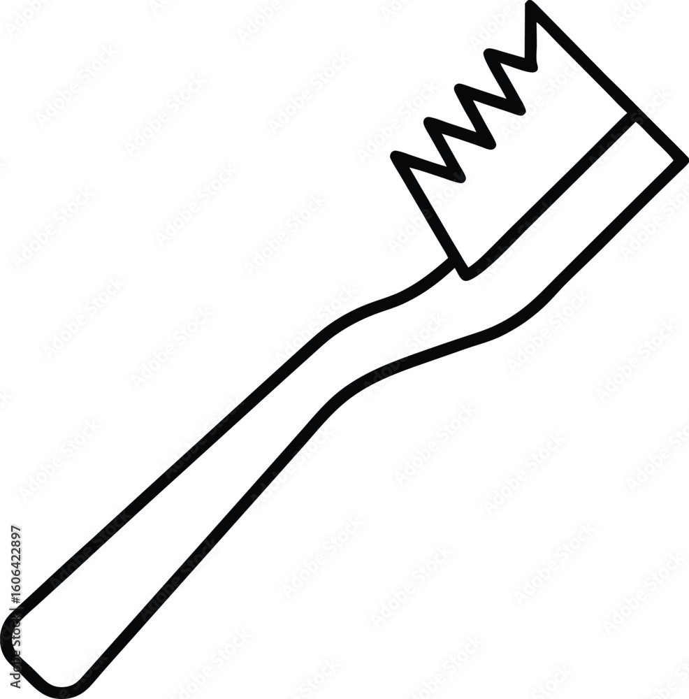 Poster clean line art icon of a broken toothbrush isolated on transparent background
