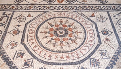 Intricate mosaic floor design
