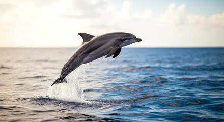 Fototapeta premium dolphin leaping from ocean waves
