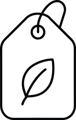 Clean line art icon of a reusable product tag with a circular hole isolated on transparent background