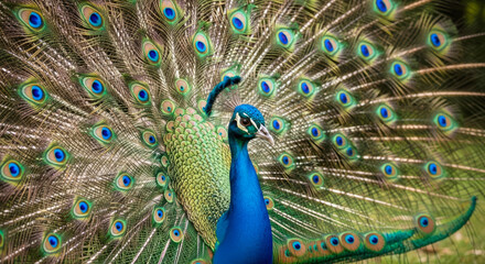 Fototapeta premium majestic peacock displaying its plumage