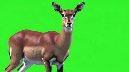 Graceful Impala Standing on Green Screen Background, Isolated for Easy Compositing and Digital Integration in Wildlife or Nature Projects - Powered by Adobe