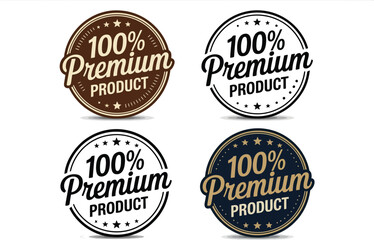 Premium Product Stamp Set, 100 Percent Guarantee, Seals with Stars, Isolated