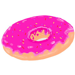 Strawberry White Chocolate Donut Illustration