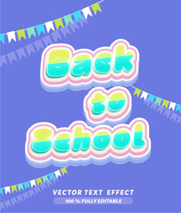 Editable 3D text effect with the phrase “Back to School”, perfect for school banners, educational promotions, online learning ads, and student campaigns.	