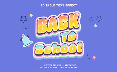 Editable 3D text effect with the phrase “Back to School”, perfect for school banners, educational promotions, online learning ads, and student campaigns.	