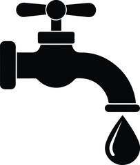 Faucet with Dripping Water Silhouette