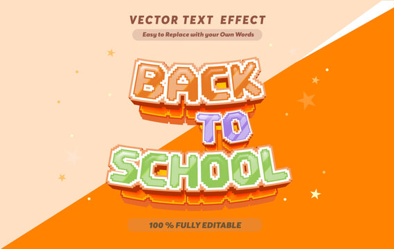 Editable 3D text effect with the phrase “Back to School”, perfect for school banners, educational promotions, online learning ads, and student campaigns.	