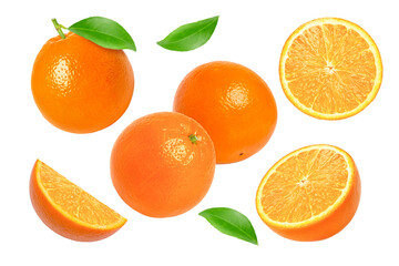 set of oranges isolated on transparent png background,