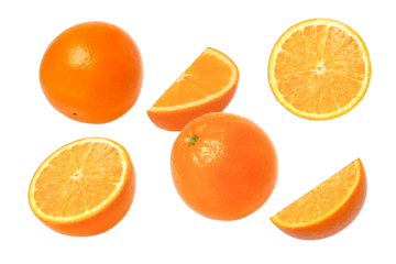 oranges fruit with orange slice isolated on transparent png background