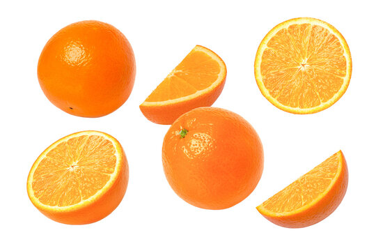 oranges fruit with orange slice isolated on transparent png background