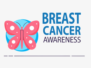 Breast Cancer Awareness Month Illustration with Butterfly Symbolizing Hope and Support for Patients