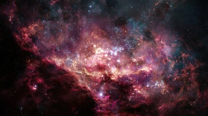Naklejka premium Cosmic nebulae in a vast expanse of space.