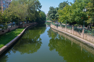 Fototapeta premium Tranquil Riverside View Along Porsuk River in Eskisehir