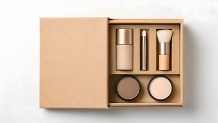 Eco cosmetic set in kraft box with minimalist style