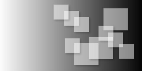 Overlapping Geometric Squares and Rectangles in Shades of Black white Evoking Order and Balance. black gradient background with transparent polygonal shapes and modern design elements. square design.