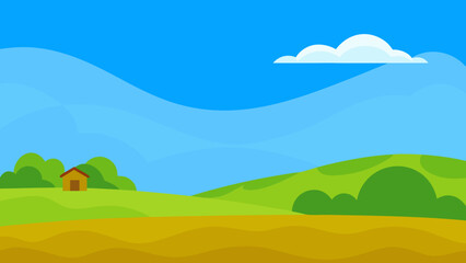 Obraz premium Rural Landscape with Clear Blue Sky