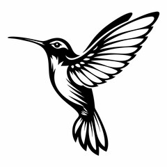 Obraz premium Flying hummingbird vector art illustration silhouette design for nature and wildlife tropical symbol