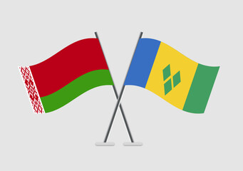 Belarus and Saint Vincent and the Grenadines vector flags illustrated in partnership theme