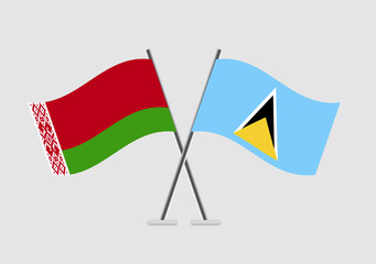 Belarus and Saint Lucia vector flags with simplified waving pattern