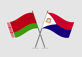 Belarus and Saint Martin vector flags drawing symbolizing nations