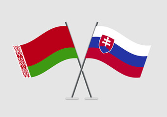 Belarus and Slovakia vector flags in polished cross-flag design