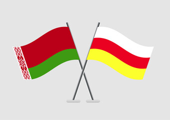 Belarus and South Ossetia vector flags in two-pole diplomatic design
