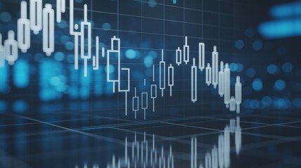 Abstract Financial Chart with Candle Stick and Bokeh Background