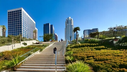 Golden Hour in Walkable Downtown Culver City Street Scene
