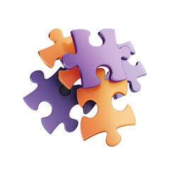 Obraz premium 3D puzzle pieces in purple and orange