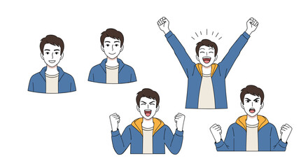 Collection of animated pixel art expressions showing joy surprise excitement frustration and anger