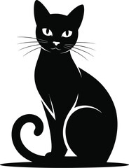 Obraz premium Black cat sitting elegantly feline silhouette