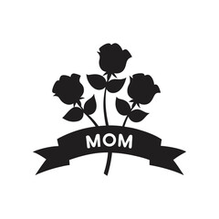 roses with a ribbon banner saying mom vector art
