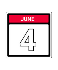 calendar icon June month date 4
