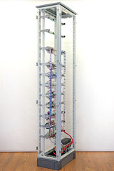 View from the back of the electrical panel. Connection of electronic modules using copper...
