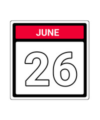 calendar icon June month date 26
