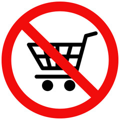 Carts are not allowed sign. No shopping cart sign, The use of trolleys is prohibited. Flat vector illustration design.