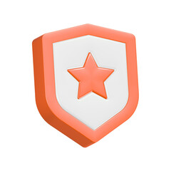  3D shield with star review rendering gold color