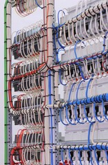 View from the back of the electrical panel. Connection of electronic modules using copper...