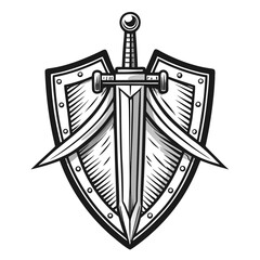 Medieval sword and shield emblem