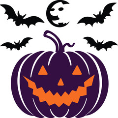 Halloween pumpkin and bats