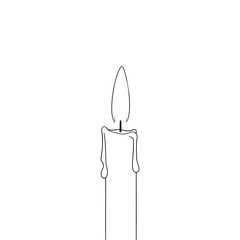 Naklejka premium A single candle burns brightly, its wax melting and dripping down the sides