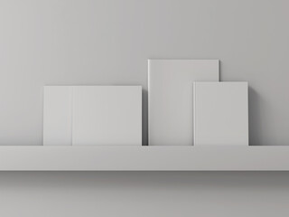 Three Books Mockup on a Shelf