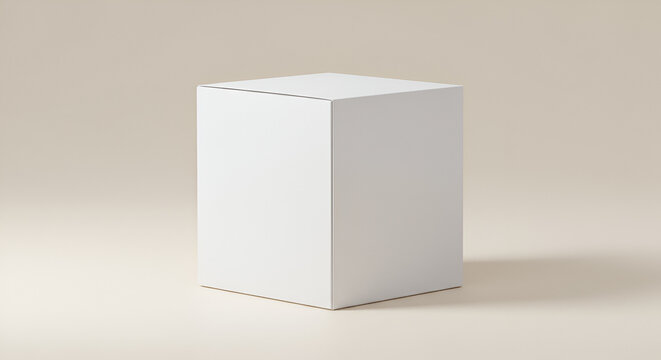 Blank white square box on light beige background