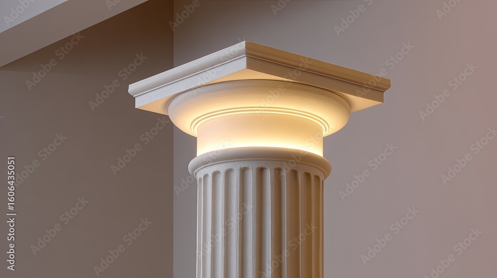 Poster elegant architectural column with soft lighting in modern interior design setting