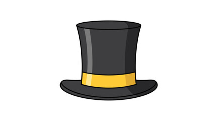 A classic black top hat adorned with a golden band a symbol of elegance and sophistication