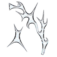 Cyber Tribal Chrome Symbol with Element