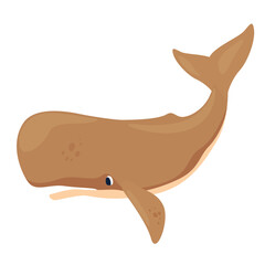 Cartoon illustration of a sperm whale on a white background, highlighting its shape and features, ideal for marine-themed projects