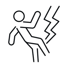Icon depicting a person being electrocuted. A visual representation of the danger of electric shock at work and safety rules.