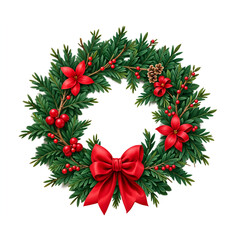 Christmas Advent wreath with red ribbon